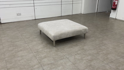 ‘Ballard’ Grey Fabric Large Square Footstool