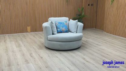 ‘Freya’ Light Blue Freya Fabric Large Swivel Chair