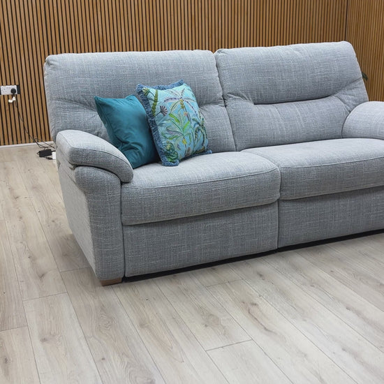 Video walk-around of the G Plan Seattle sofa showing the fabric texture and cushion firmness.