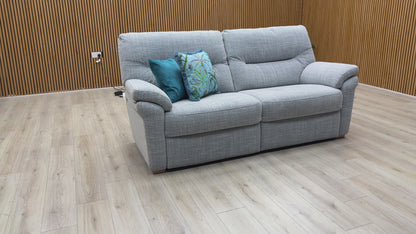 Video walk-around of the G Plan Seattle sofa showing the fabric texture and cushion firmness.