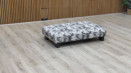 ‘Aura' Kai Grey Dw Ft Chenille Fabric Designer Footstool