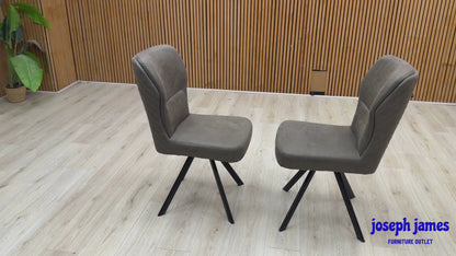 Bodahl ‘Terra’ Steel Grey Fabric Pair of Swivel Dining Chairs