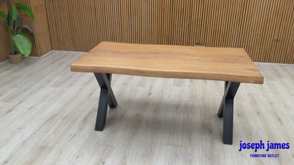 Bodahl 'Terra' 6 Bassano Solid Oak Compact Raw Edge 160cm Dining Table with X-Shaped Legs