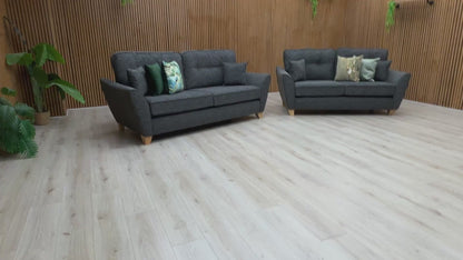 ‘Halstow’ Charcoal Fabric 3 + 2 Seater Sofa Set