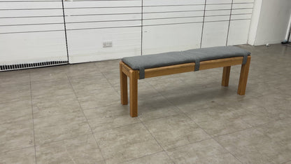 'Bakerloo' Solid Oak Large Wooden Bench with Grey Bench Pad