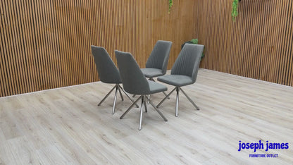 'Grigio' Grey Fabric Swivel Dining Chairs - Set of 4