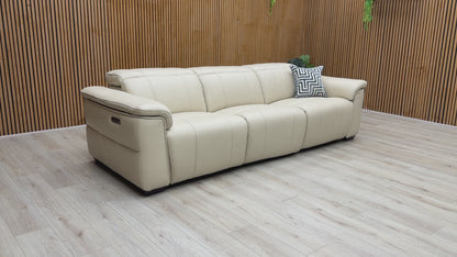 ‘Inca’ Cat-60:05 Bone China Taupe Leather 4 Seater Power Recliner Sofa with Power Headrests