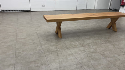 Bodahl 'Terra' 01 0iled Solid Oak 220cm Dining Bench with Wooden X-Shaped Legs