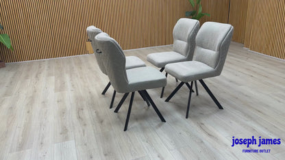 'Terra' Taupe Fabric Swivel Dining Chairs - Set of 4