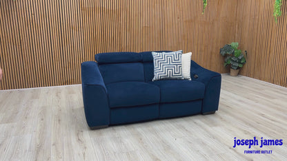 ‘Elixir’ Royal Blue Fabric 2 Seater Power Recliner Sofa