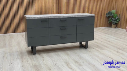 'Moon' Grey Concrete Effect 2 Door 3 Drawer Sideboard
