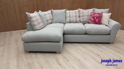 'Owen' Sky Blue Combination Cotswold Combination Fabric Pillow Back Right Hand Facing Arm Corner Sofa