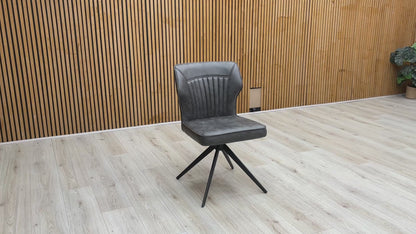 ‘Aydin’ Dark Grey Fabric Swivel Dining Chair
