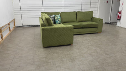 'Orka' Olive Sensual Velvet Right Hand Facing Arm Open End Corner Sofa