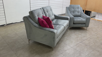 ‘Ava’ Asphalt Ava Velvet 2 Seater Sofa + Armchair