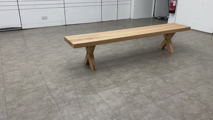 Bodahl 'Loki' 52 Natura Bianca Solid Oak 220cm Dining Bench with Wooden X-Shaped Legs