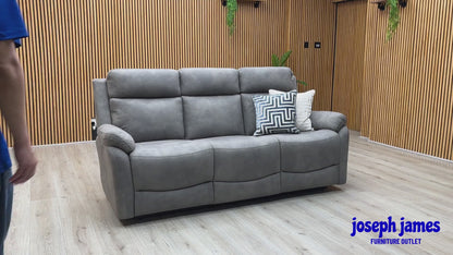 'Linea' Storm Grey Microfiber Fabric 3 + 2 Seater Power Recliner Sofa Set