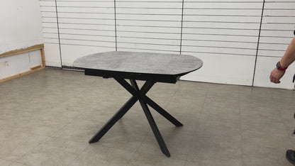‘Tetro’ Grey Ceramic Top 120cm Swivel Extending Dining Table