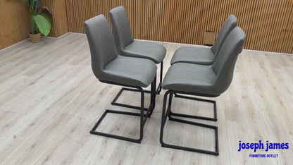 Bodahl 'Terra' Anthracite Grey Faux Leather Set of 4 Cantilever Bar Stools