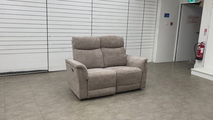‘Maude’ Mocha Tight Weave Fabric 2 Seater Power Recliner Sofa