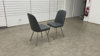 ‘Evolution’ Grey Faux Leather Dining Chairs - Set of 2