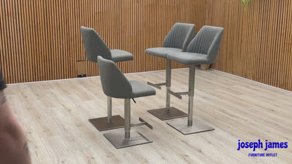 'Grigio' Grey Fabric Set of 4 Swivel Bar Stools