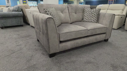 'Mariah' Dapple Silver-Tri No Insert Velvet Classic Back 2 Seater Sofa (Ariana)