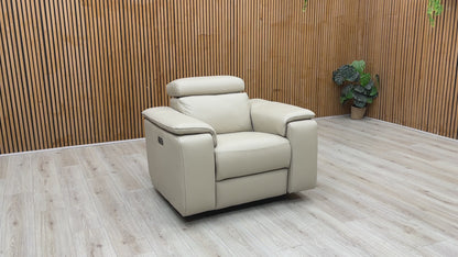 Nicoletti ‘Davide’ Torello 371 Ice Grey Leather Swivel Rocker Power Recliner Chair
