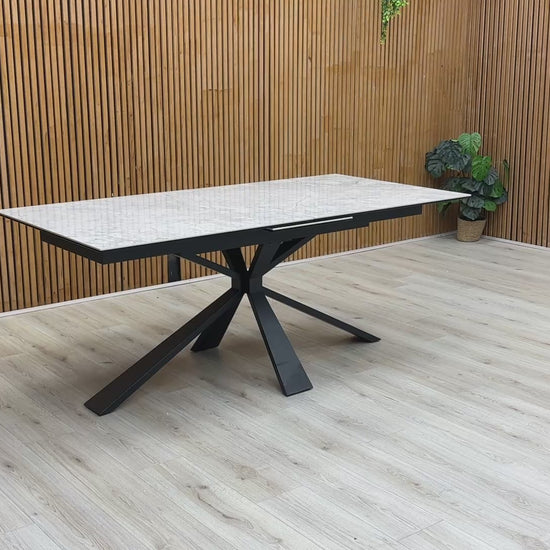 Video preview demonstrating the pop-up extension mechanism of the Crete dining table.