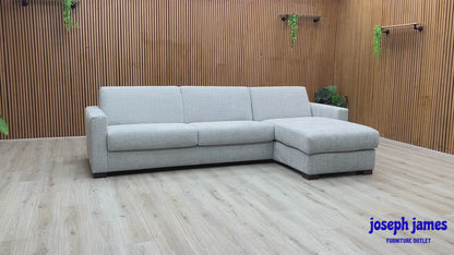 'Alcova’ Grey Fabric 3 Seater Sofa Bed with Storage Chaise