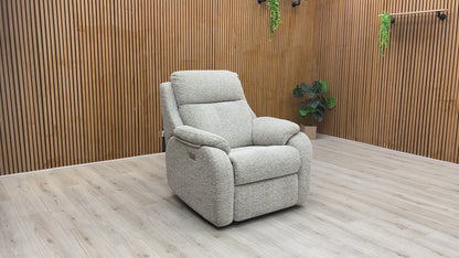G Plan ‘Kingsbury’ B110 Lowry Sand Fabric Power Recliner Chair with Power Headrest and Power Lumbar
