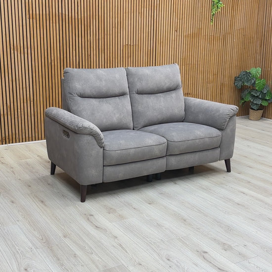 Video of The Morgan 2 Seater Power Recliner Sofa fully extended, showcasing maximum comfort.