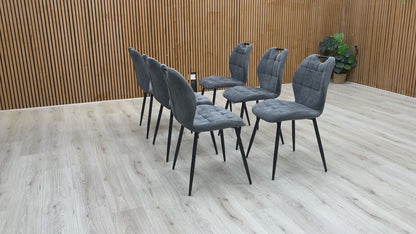 Video preview of the Alva Charcoal Grey Fabric Fixed Dining Chair.
