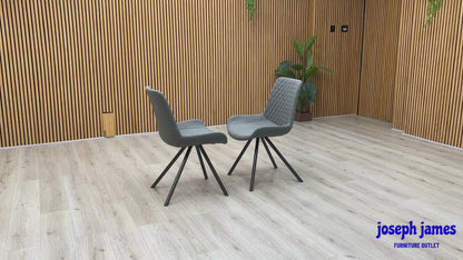 ‘Rocket’ Grey Fabric Pair of Dining Chairs