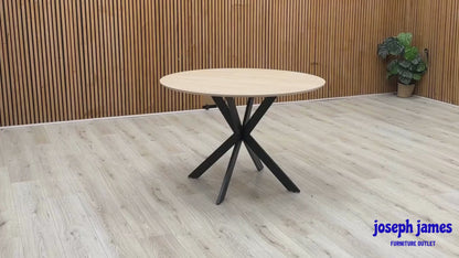 ‘Sadia’ Oak Veneer 110cm Round Dining Table
