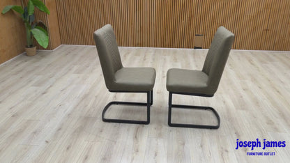 Bodahl ‘Loki’ Olive Green Fabric Pair of Cantilever Dining Chairs