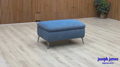 ‘Daytona’ Dexter Wave Blue Fabric Footstool
