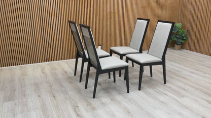video showcasing the reflective high-gloss finish and the quality of the upholstered seat and back.