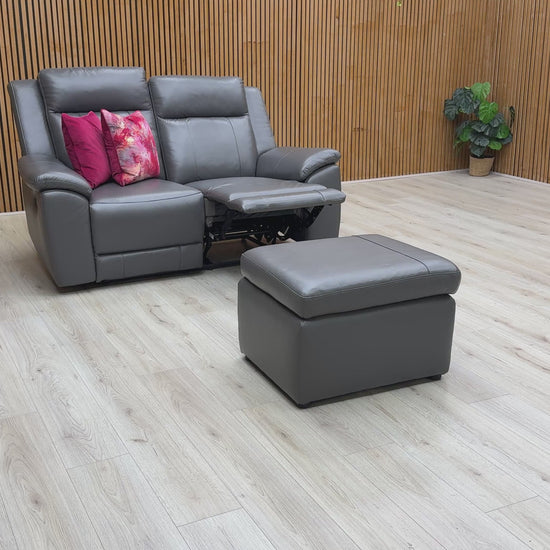 Video preview image for the product, demonstrating the manual reclining function and the storage footstool.