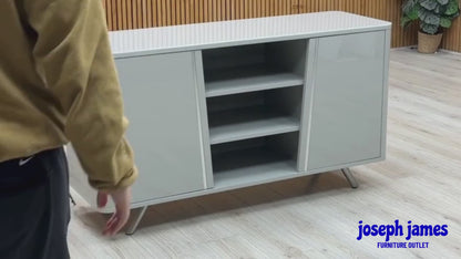 'Nadal' High Gloss Grey 2 Door Wide Sideboard