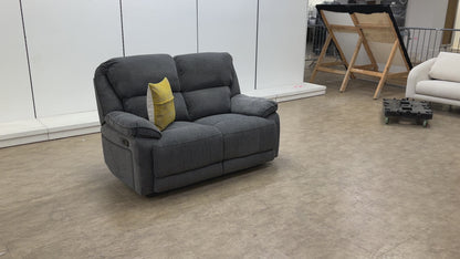 'Costa' Manual Recliner Charcoal Grey Weave Fabric 2 Seater Sofa