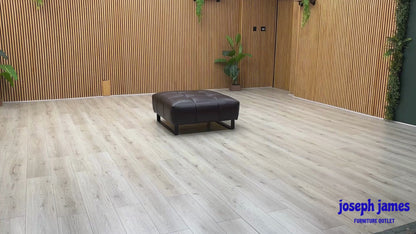 ‘Shelby’ Sk-097d Dark Brown Leather Square Footstool