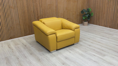 Nicoletti 'Galileo' Torello Senape 355 Ch Leather Power Recliner Chair with Power Headrest