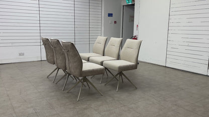 'Mirage' Neutral Fabric Upholstery Swivel Dining Chairs - Set of 6