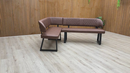 ‘Venus’ Tan Brown Faux Leather Left Hand Facing Corner Bench