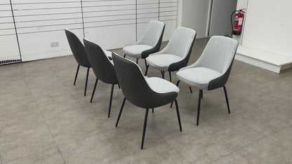 ‘Sadia’ Grey Combination Dual Material Dining Chair - Set of 6