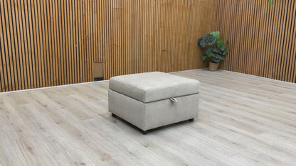 ‘Harvey’ Truffle Derwent Soft Weave Fabric Storage Footstool