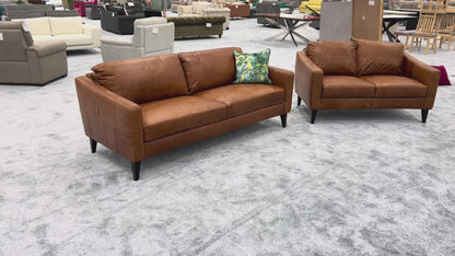 'Oslo' Teak Italian Distressed Leather 3 + 2 Seater Sofa Set (Copy)
