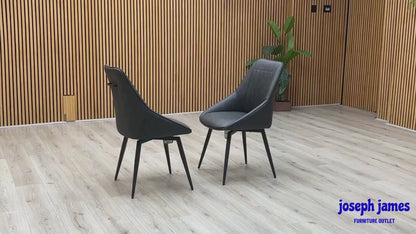 ‘Crete' Dark Grey Faux Leather Pair of Swivel Dining Chairs
