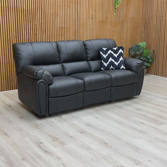 Video tour of the ‘Leighton’ power recliner, demonstrating the smooth motorised reclining mechanism and independent seat adjustment.